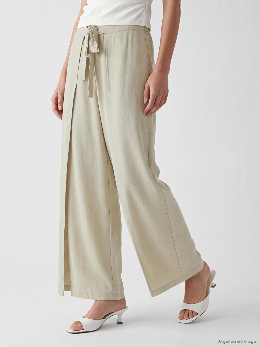 Yeşil Beli Lastikli Kadın Pantolon-1