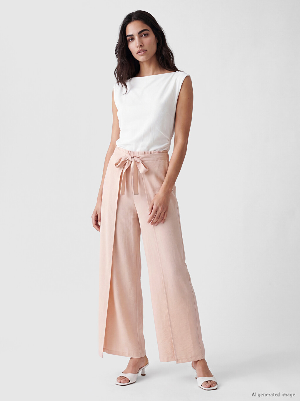 Pembe Beli Lastikli Kadın Pantolon