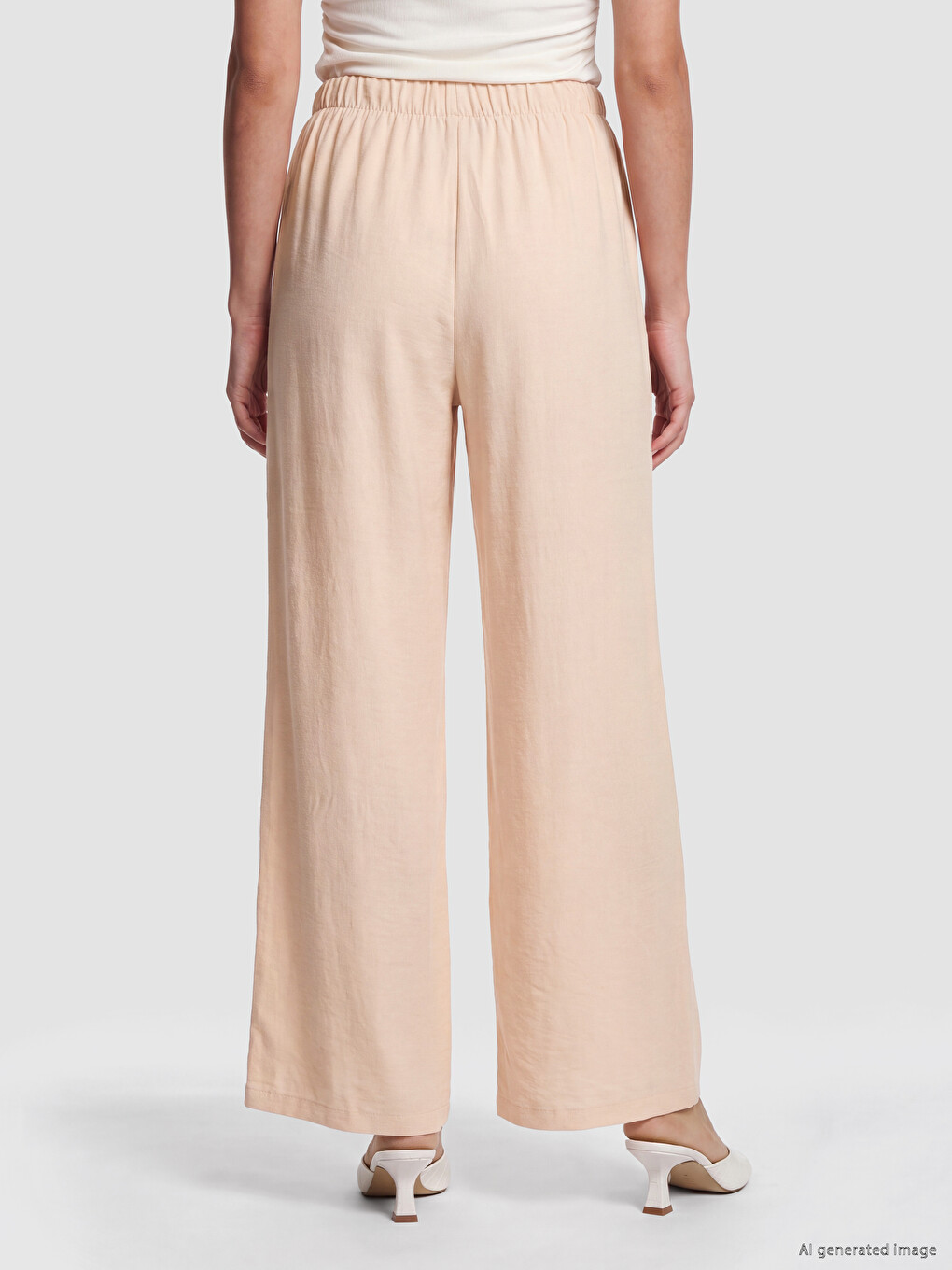 Pembe Beli Lastikli Kadın Pantolon-3