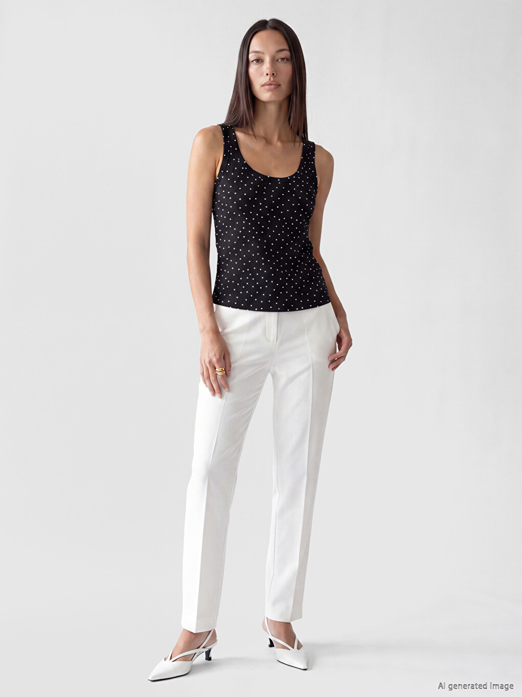 U Neck Polka Dot Women's Tank Top-1