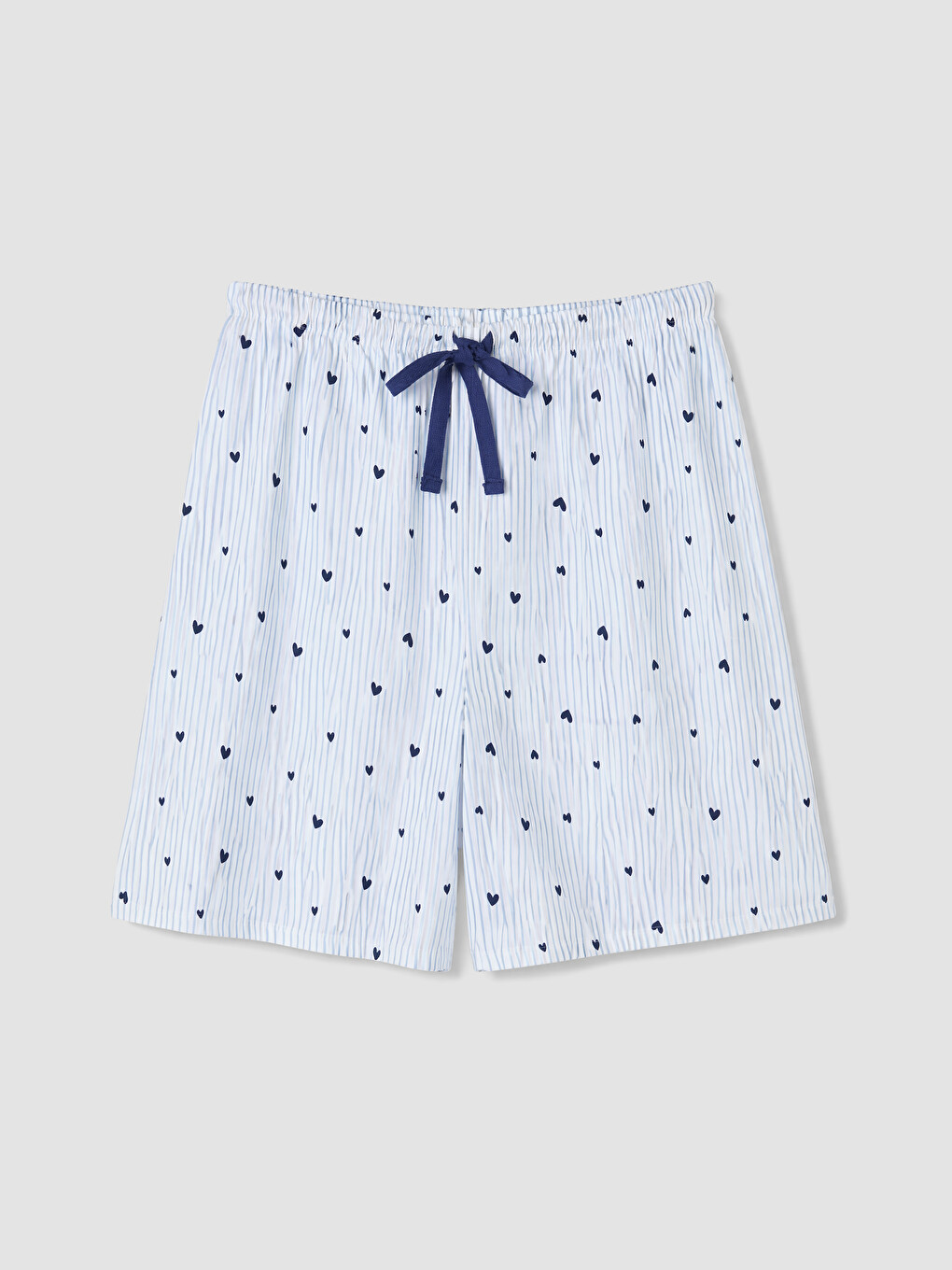 Mavi Bisiklet Yaka Nakışlı Kadın Şortlu Pijama Takımı-4