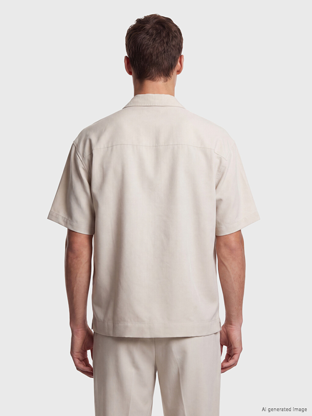 Ekru Loose Fit Erkek Gömlek-3