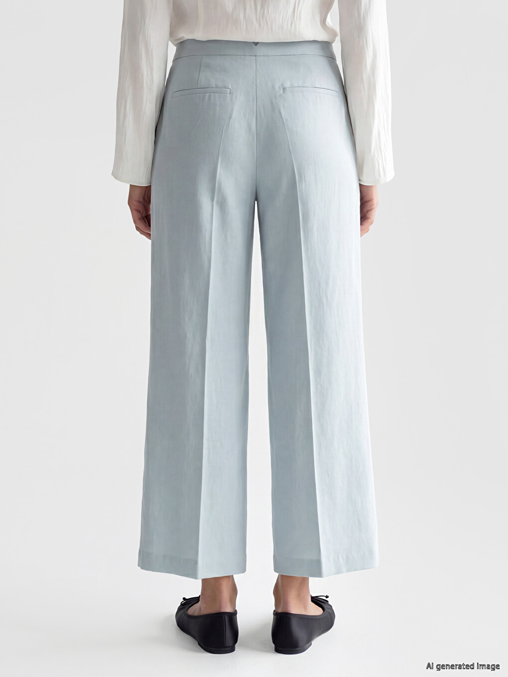 Loose Fit Women's Pleated Fabric Trousers-3