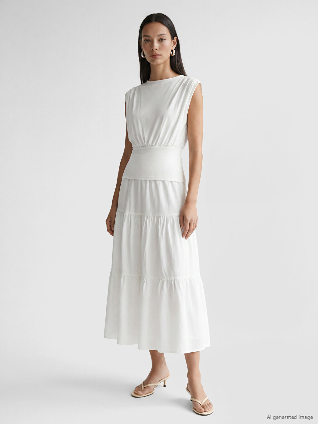 Elastic Waist Layered Flared Skirt