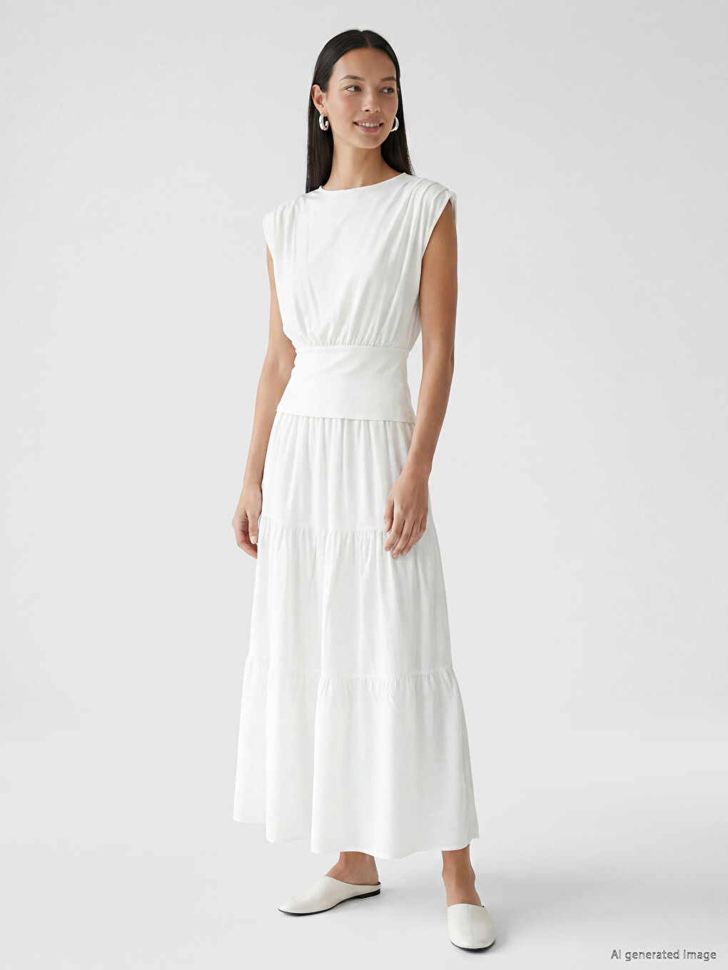 Elastic Waist Layered Flared Skirt-1