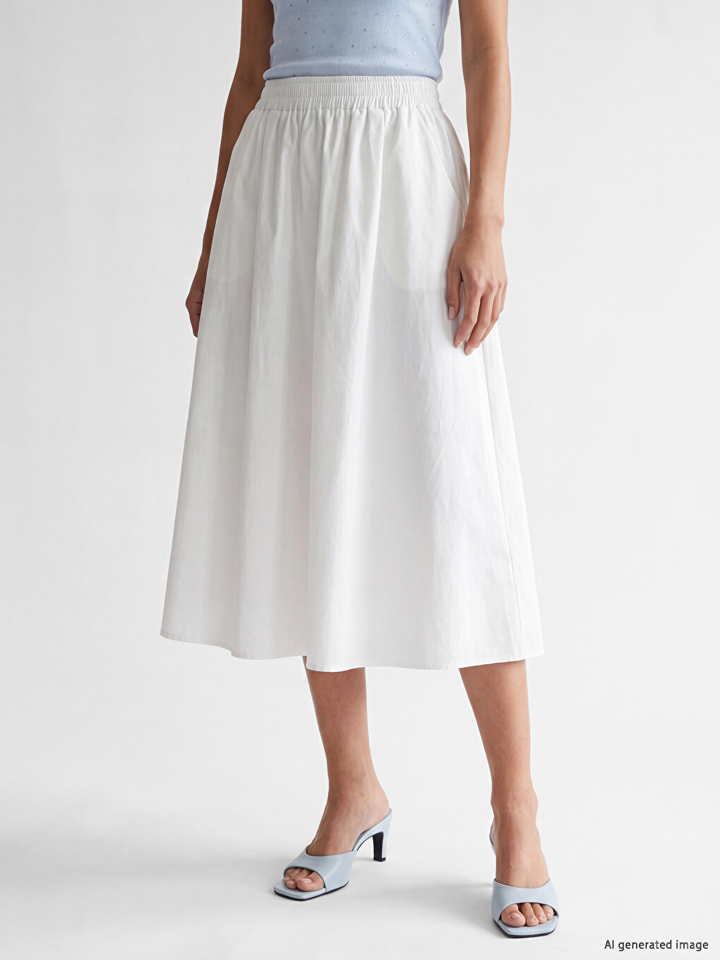 Elastic Waist A-cut Flared Skirt-1