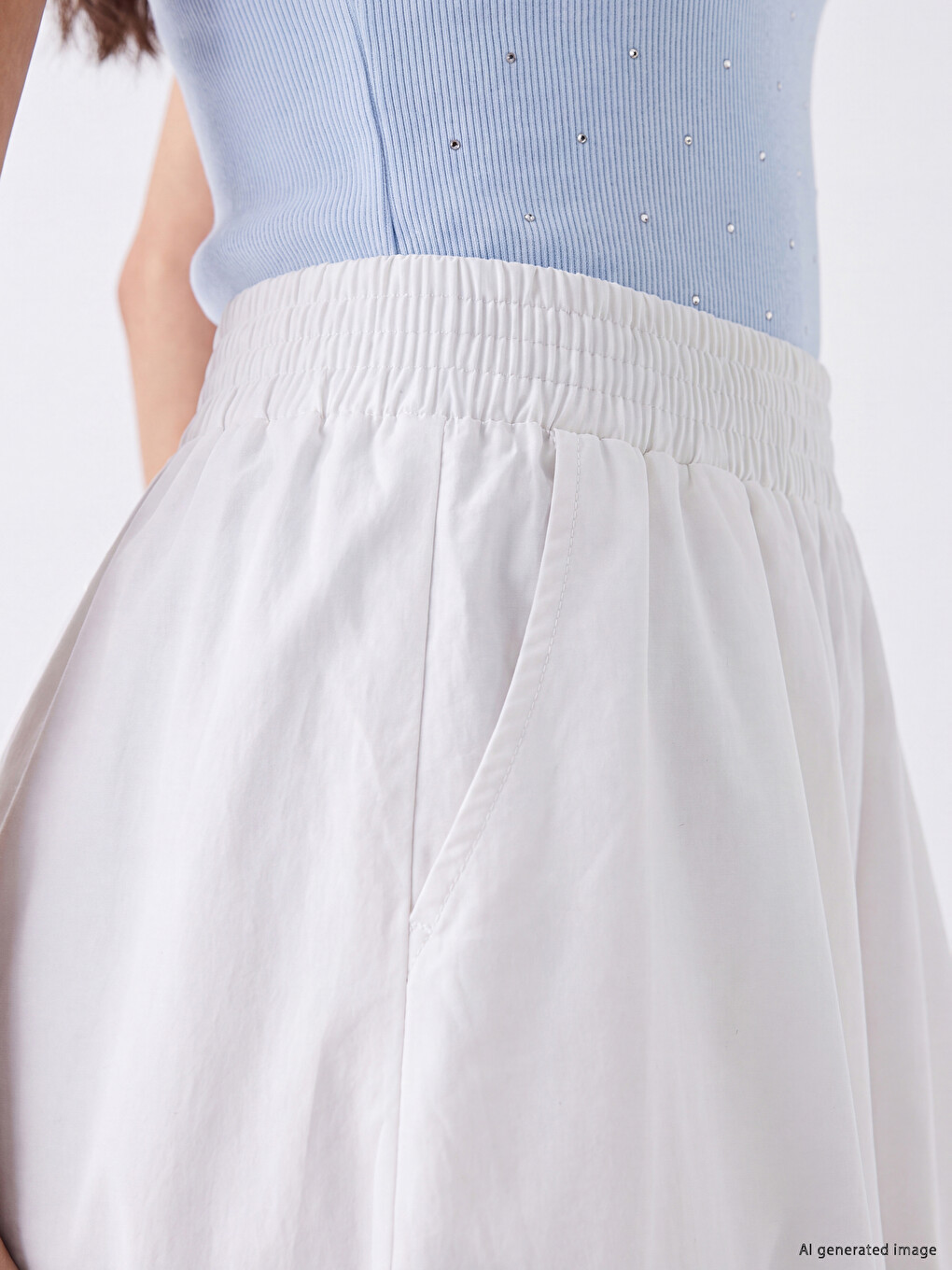 Elastic Waist A-cut Flared Skirt-2