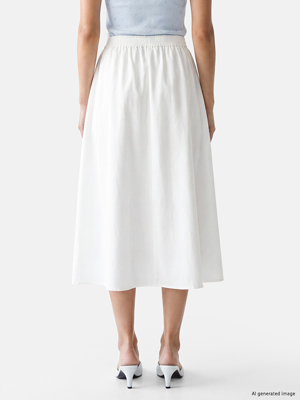 Elastic Waist A-cut Flared Skirt-3