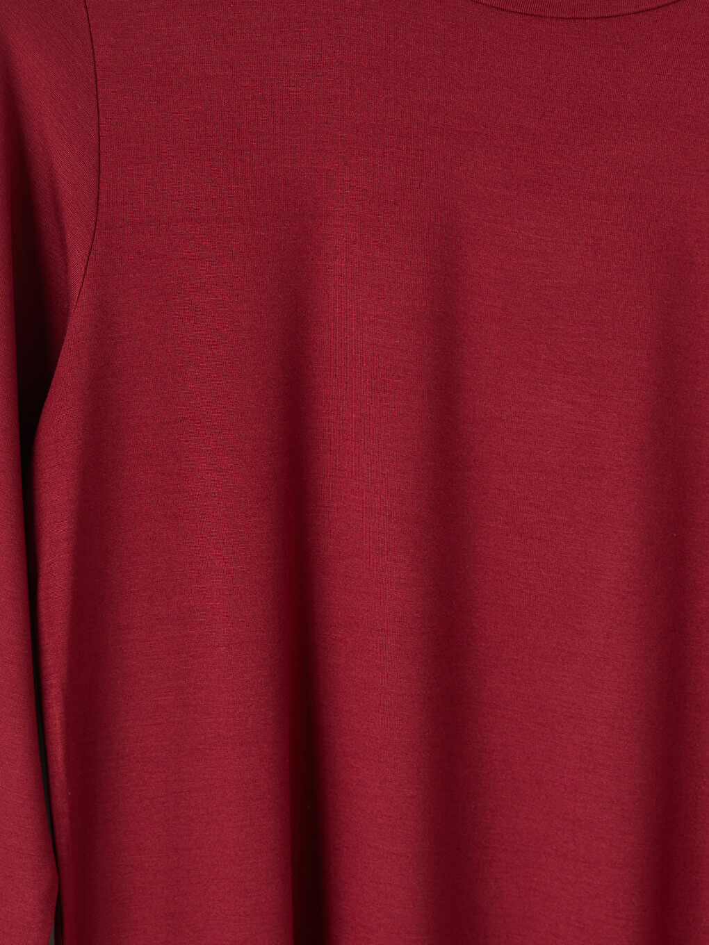 Bordo Bisiklet Yaka Kadın Tişört-2