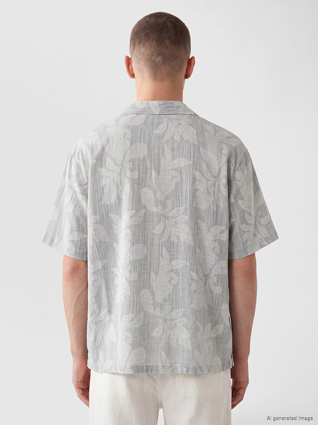 Relaxed Fit Camp Collar Patterned Men's Shirt-3