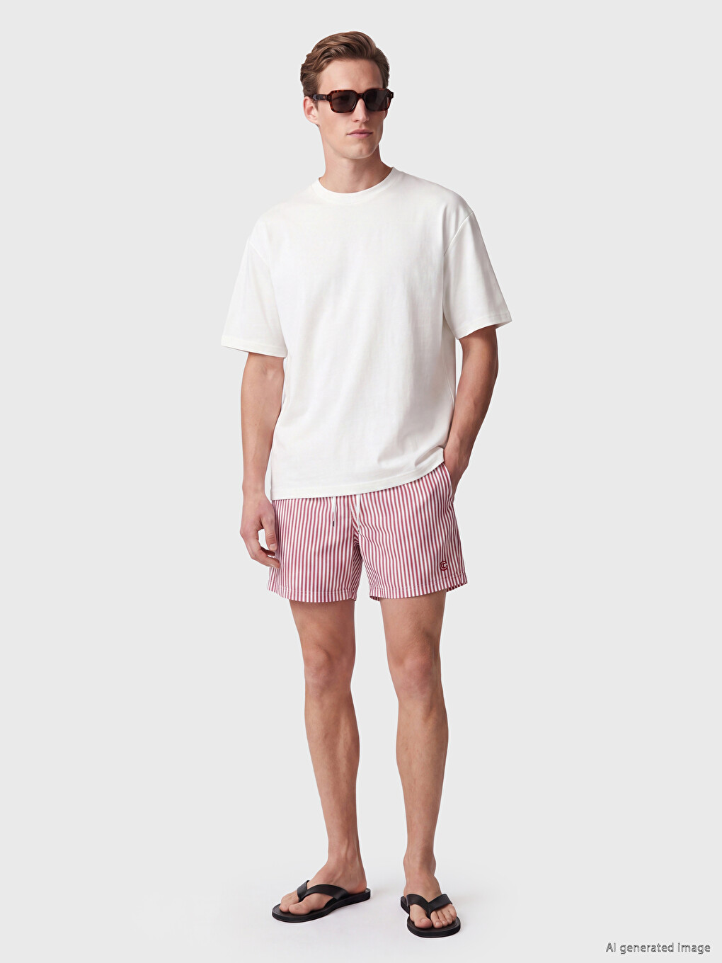 Short Striped Men's Swimming Shorts-1