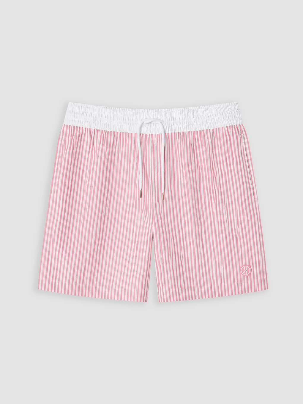 Pembe Kısa Boy Çizgili Erkek Deniz Şortu-4