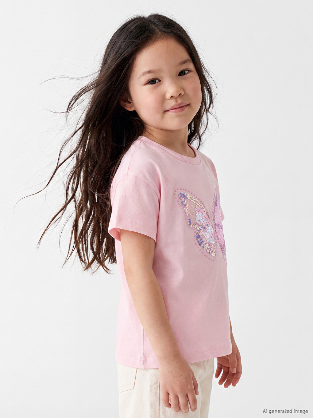Sequin Embroidered Girls' T-shirt-1