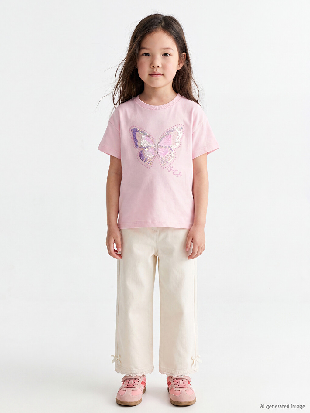 Sequin Embroidered Girls' T-shirt-2