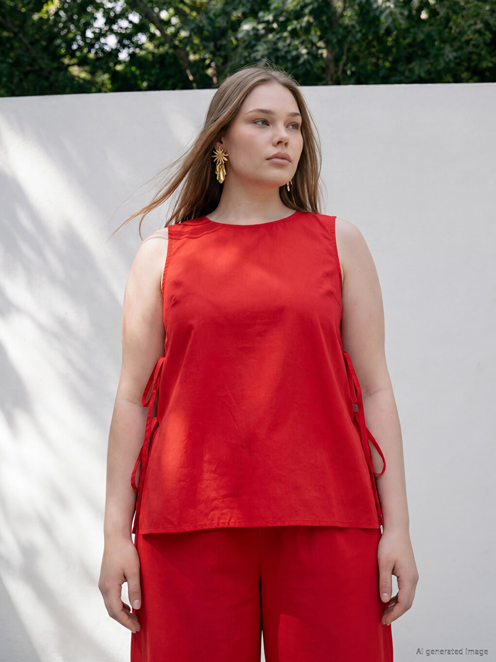 Blouse Grande Taille À Nouer Sur Le Côté