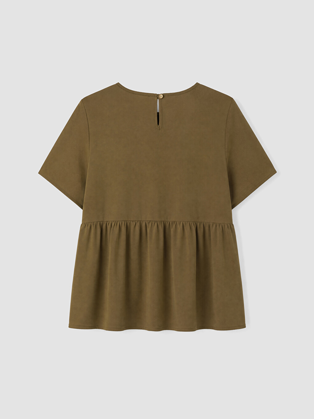 Haki Büyük Beden Peplum Bluz-3