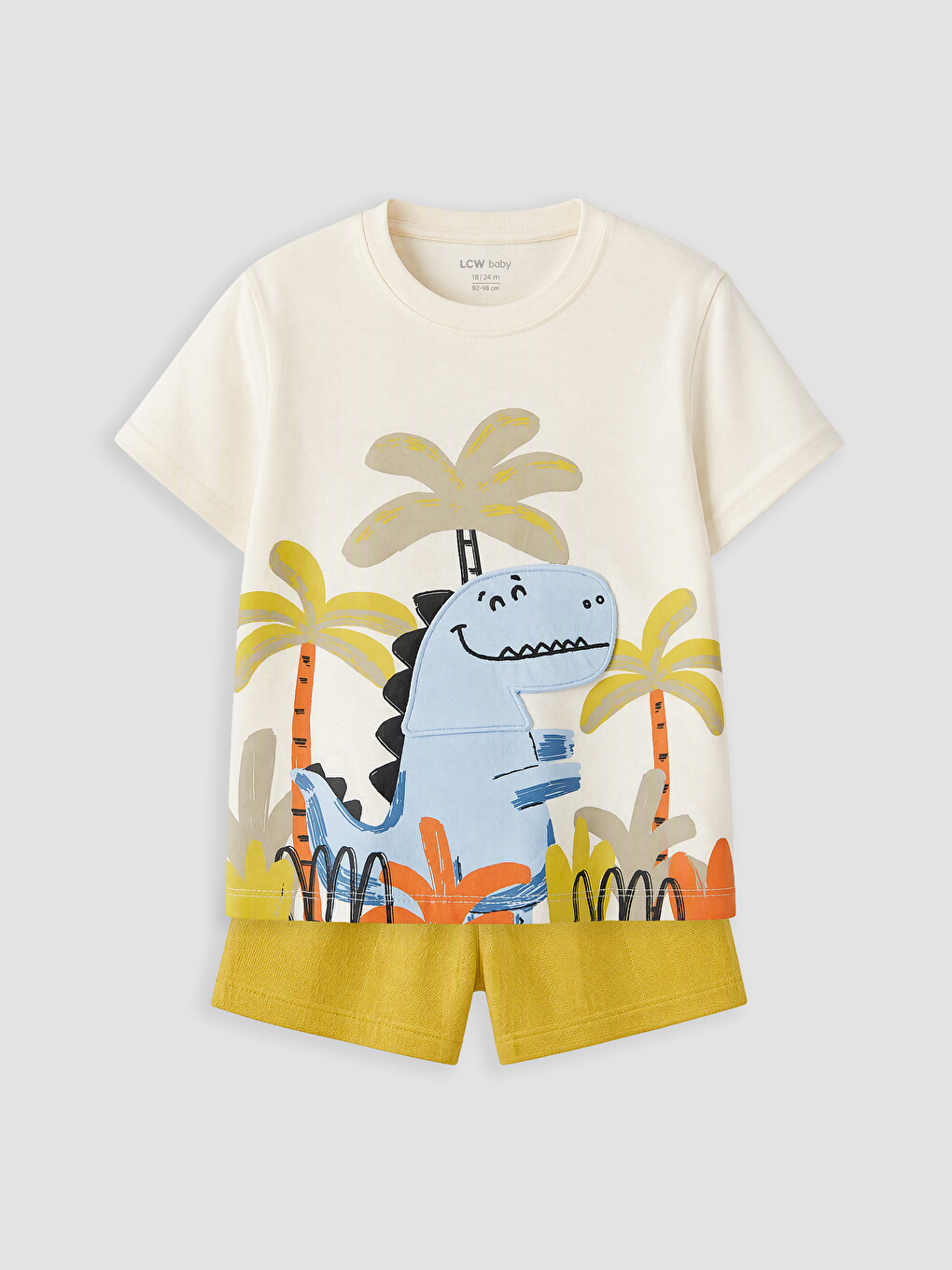 Set Tricou Și Șorturi Băiețel Bebeluș Cu Dinozauri Imprimați