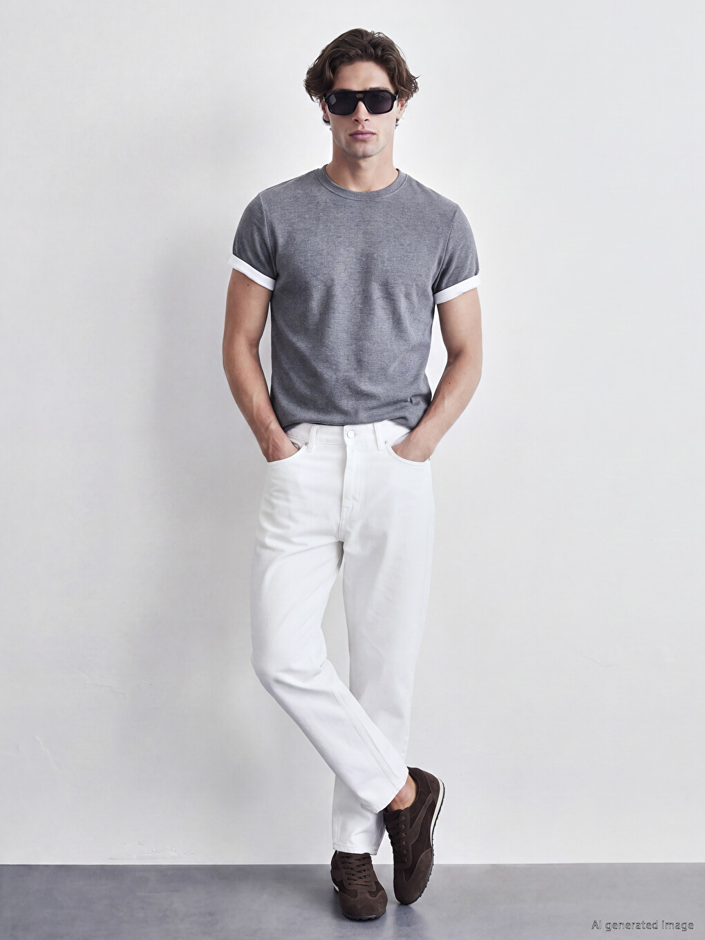 Ekru Regular Fit Erkek Jean Pantolon