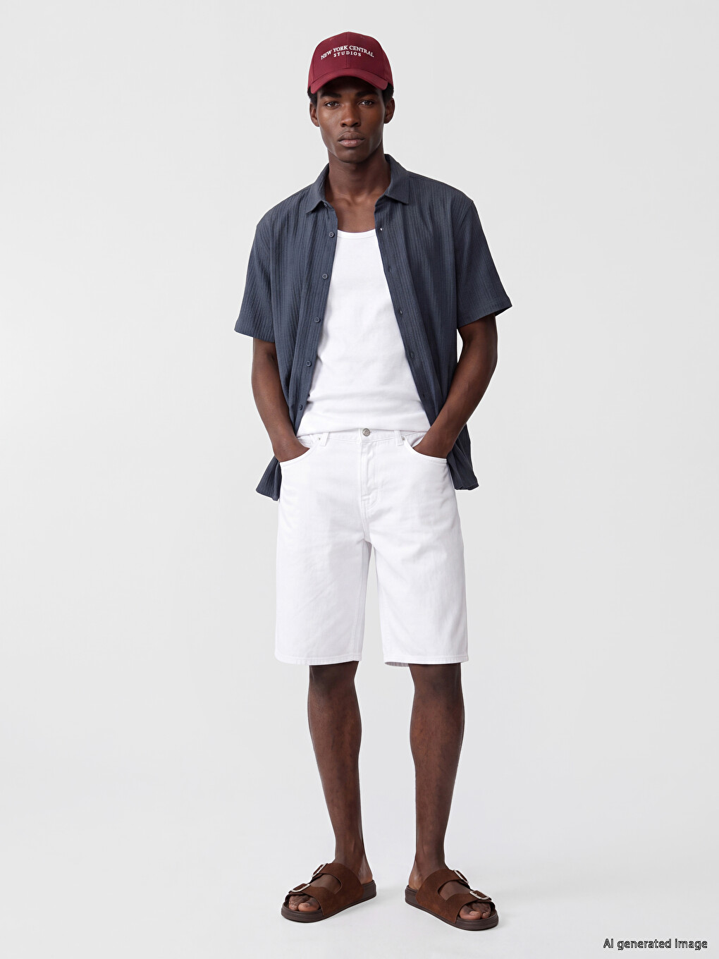 Ekru Regular Fit Erkek Jean Şort-1
