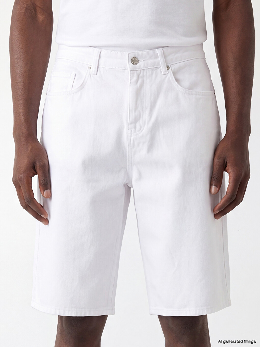 Ekru Regular Fit Erkek Jean Şort-2