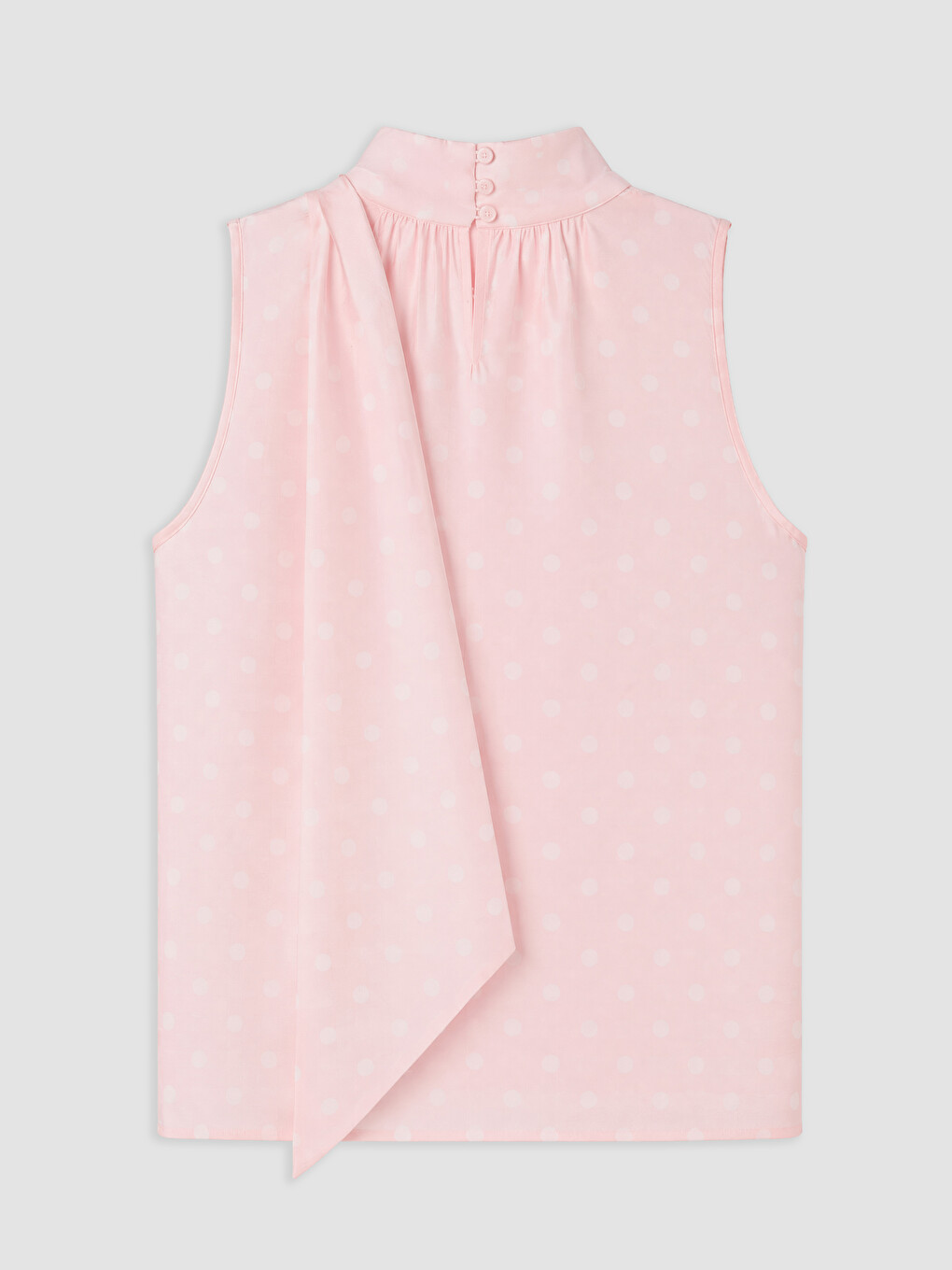 Pembe Şal Detaylı Dik Yaka Puantiyeli Bluz-5
