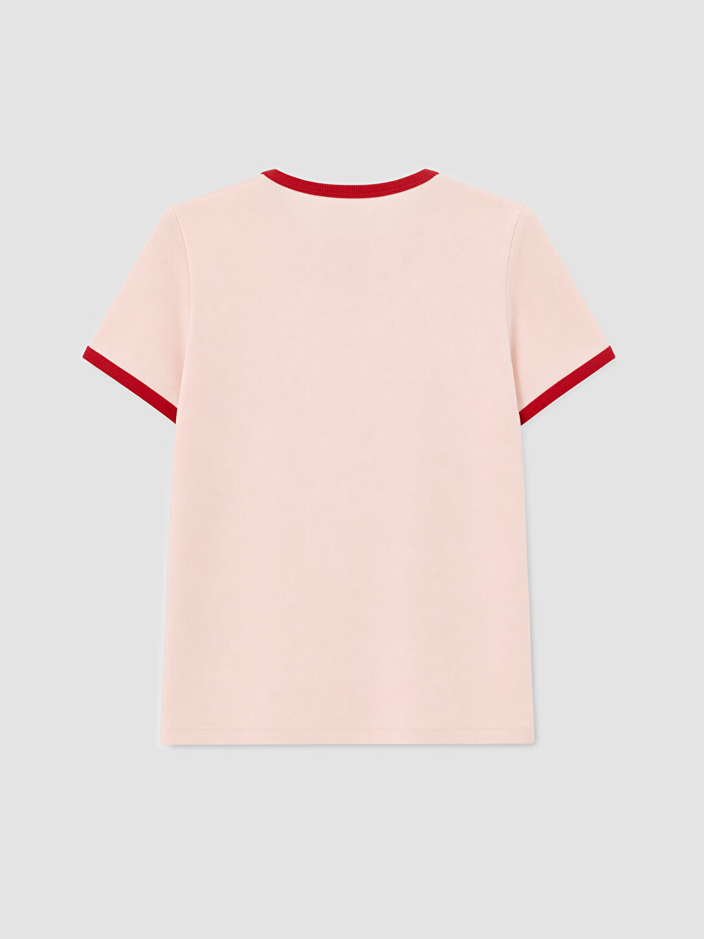 Pembe Bisiklet Yaka Baskılı Kadın Tişört-5