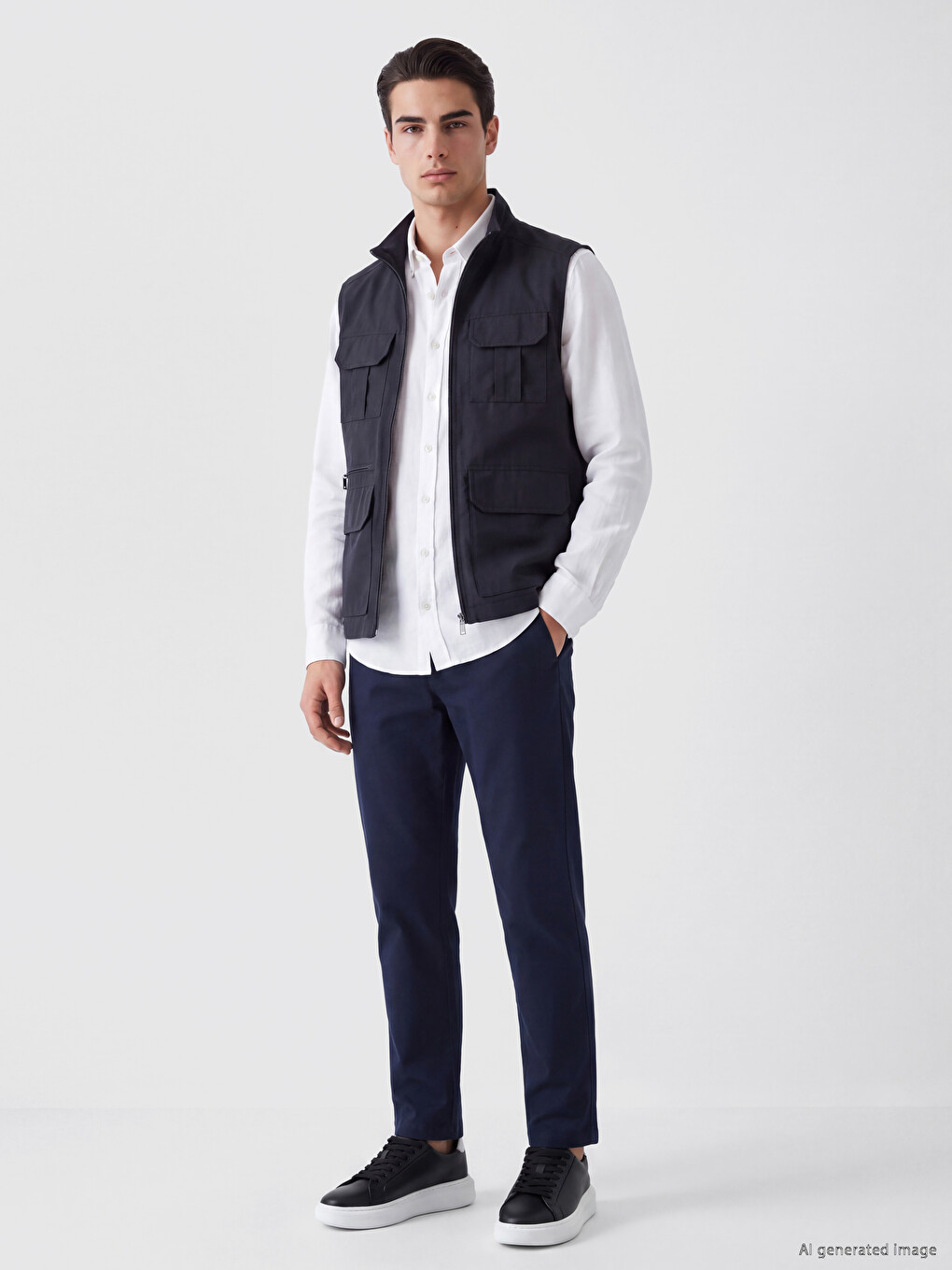 Regular Fit Mock Neck Men's Hunter Gilet-1