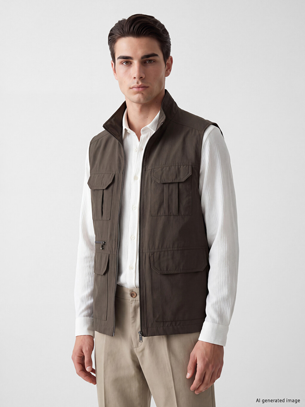 Regular Fit Mock Neck Men's Hunter Vestă