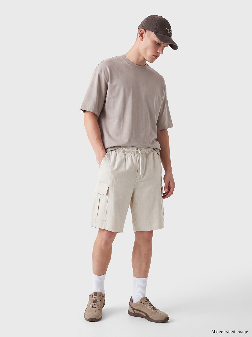 Bej Regular Fit Erkek Kargo Şort