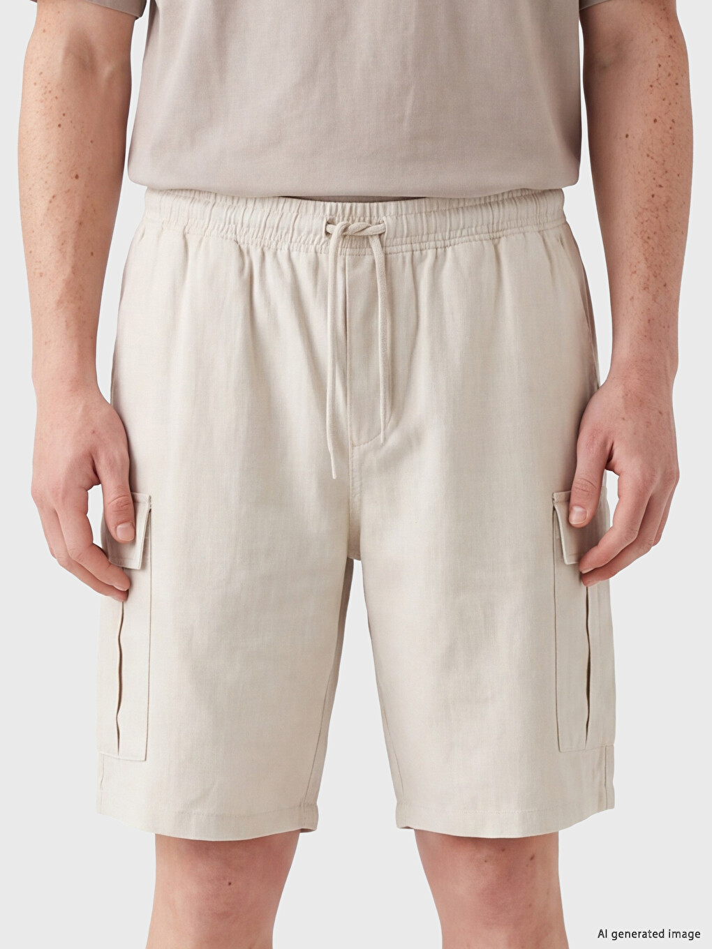 Bej Regular Fit Erkek Kargo Şort-2
