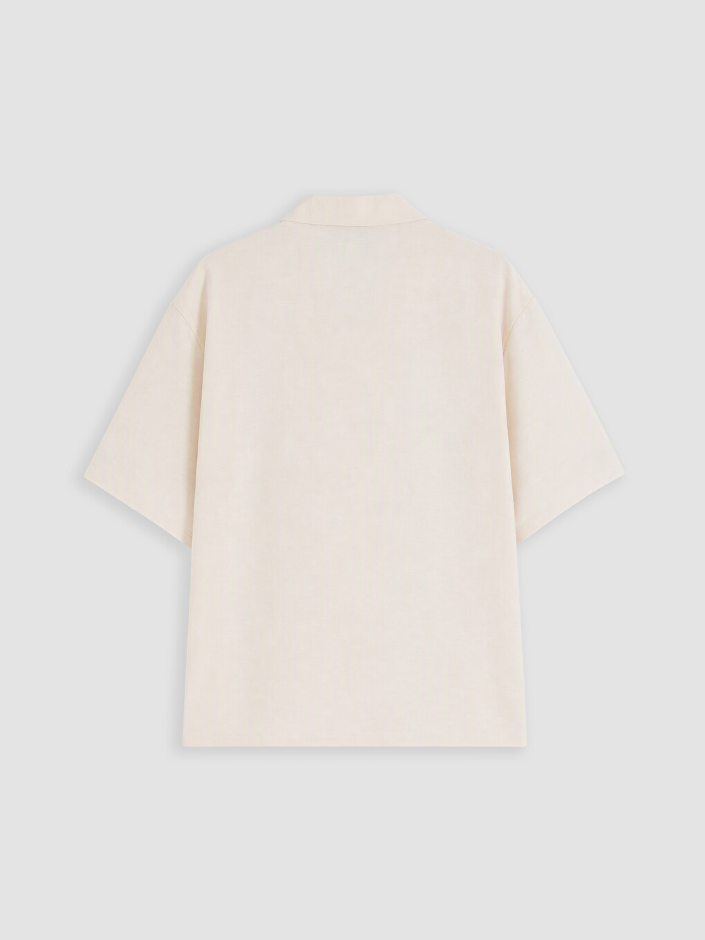 Ekru Loose Fit Nakışlı Erkek Gömlek-5