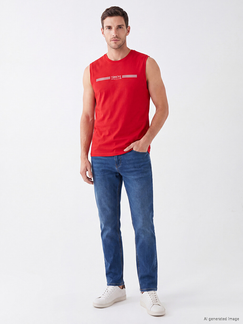 Crew Neck Turkey Printed Men's Sleeveless T-shirt-1