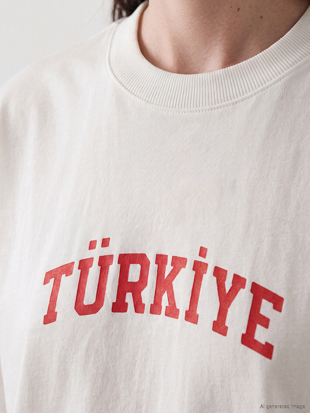 Beyaz Türkiye Baskılı %100 Pamuklu Kadın Tişört-2