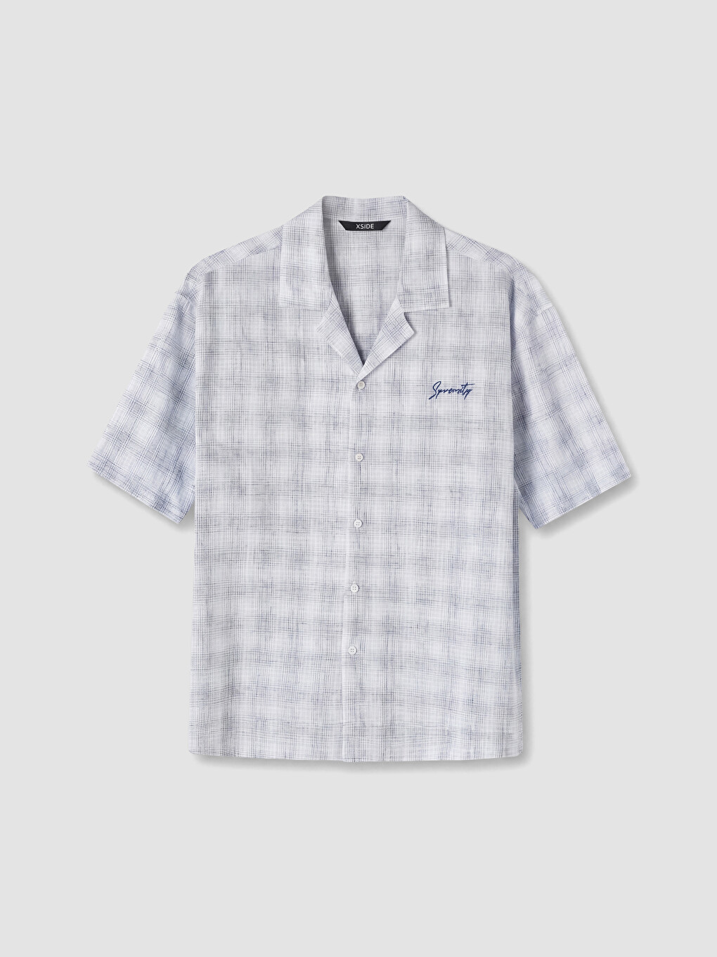 Ekru Regular Fit Ekose Keten Karışımlı Erkek Gömlek