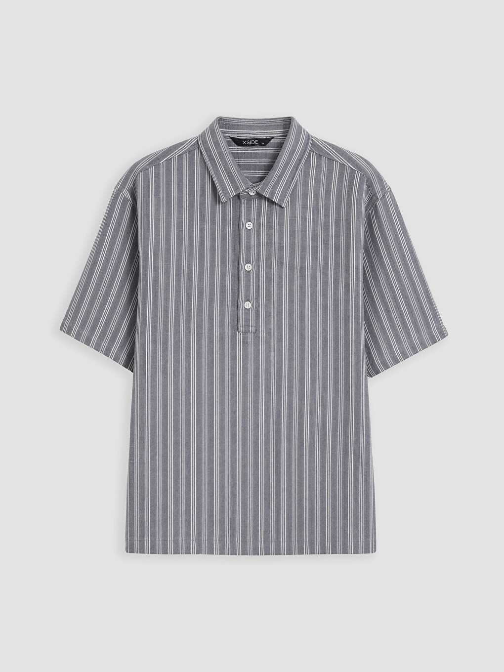 Siyah Loose Fit Çizgili Erkek Gömlek