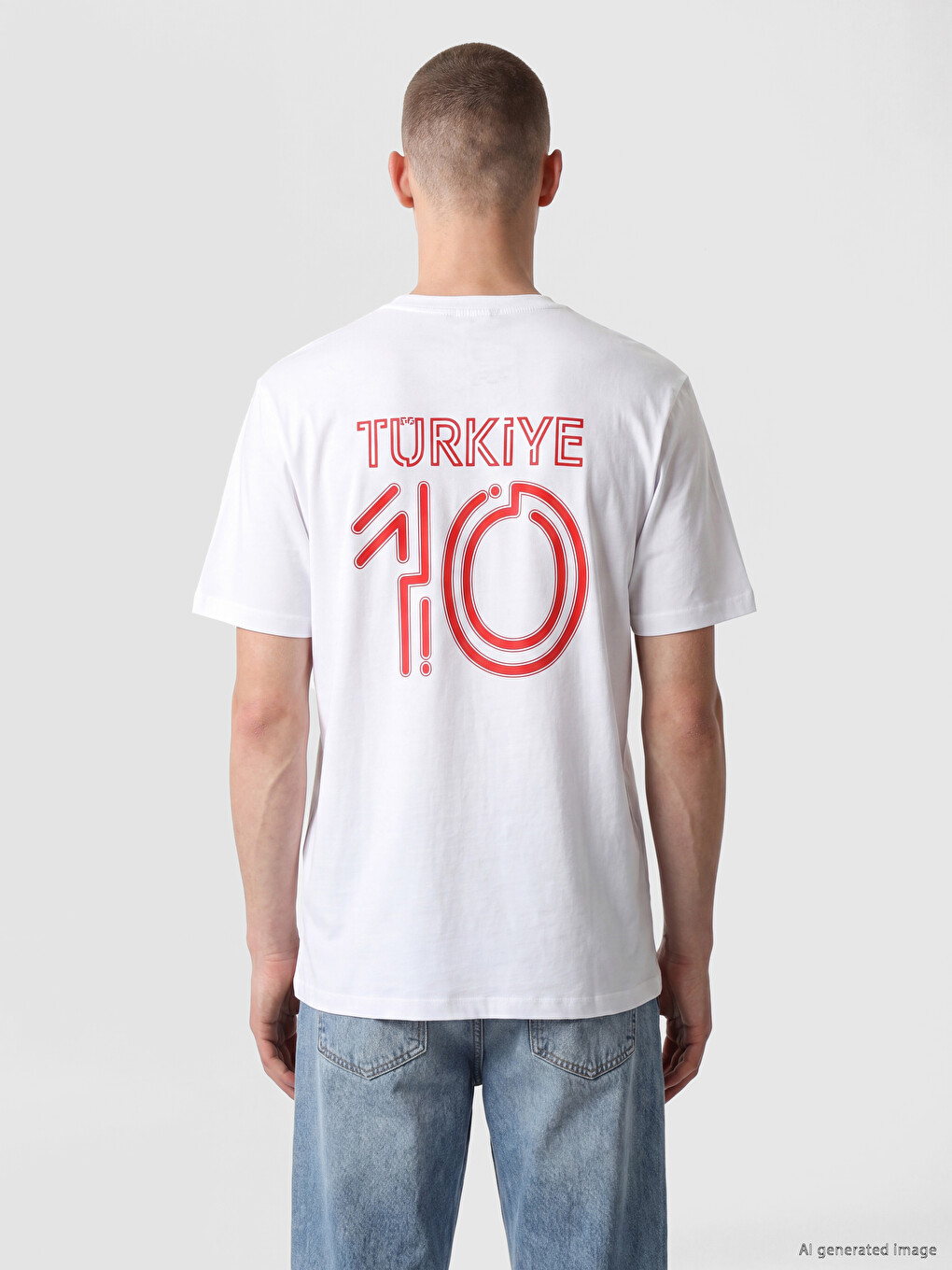 Beyaz Türkiye Baskılı Erkek Tişört-3