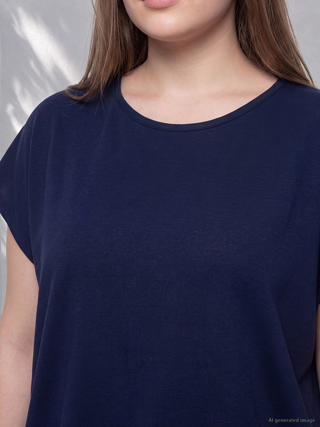 Lacivert Büyük Beden Oversize Bluz-1