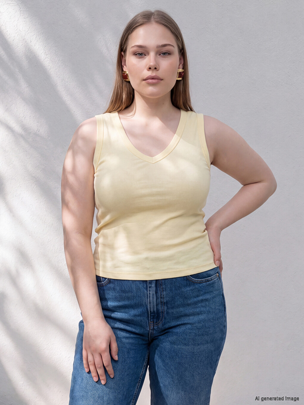 Plus Size V Neck Women's Tank Top