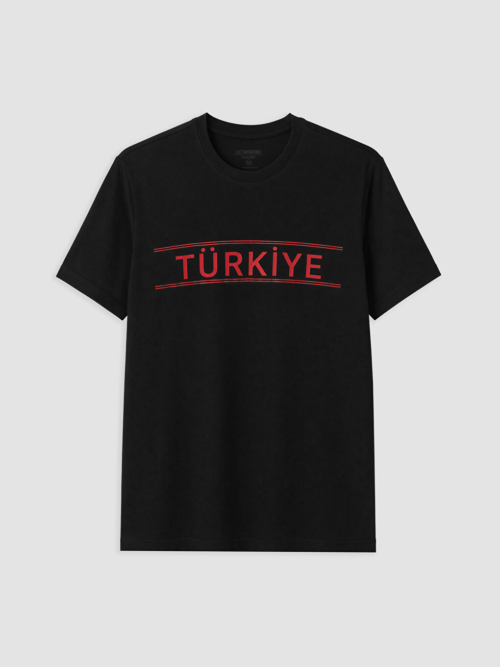 Siyah Bisiklet Yaka Türkiye Baskılı Erkek Tişört
