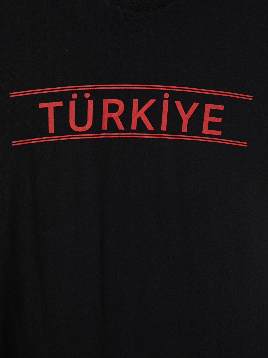 Siyah Bisiklet Yaka Türkiye Baskılı Erkek Tişört-2