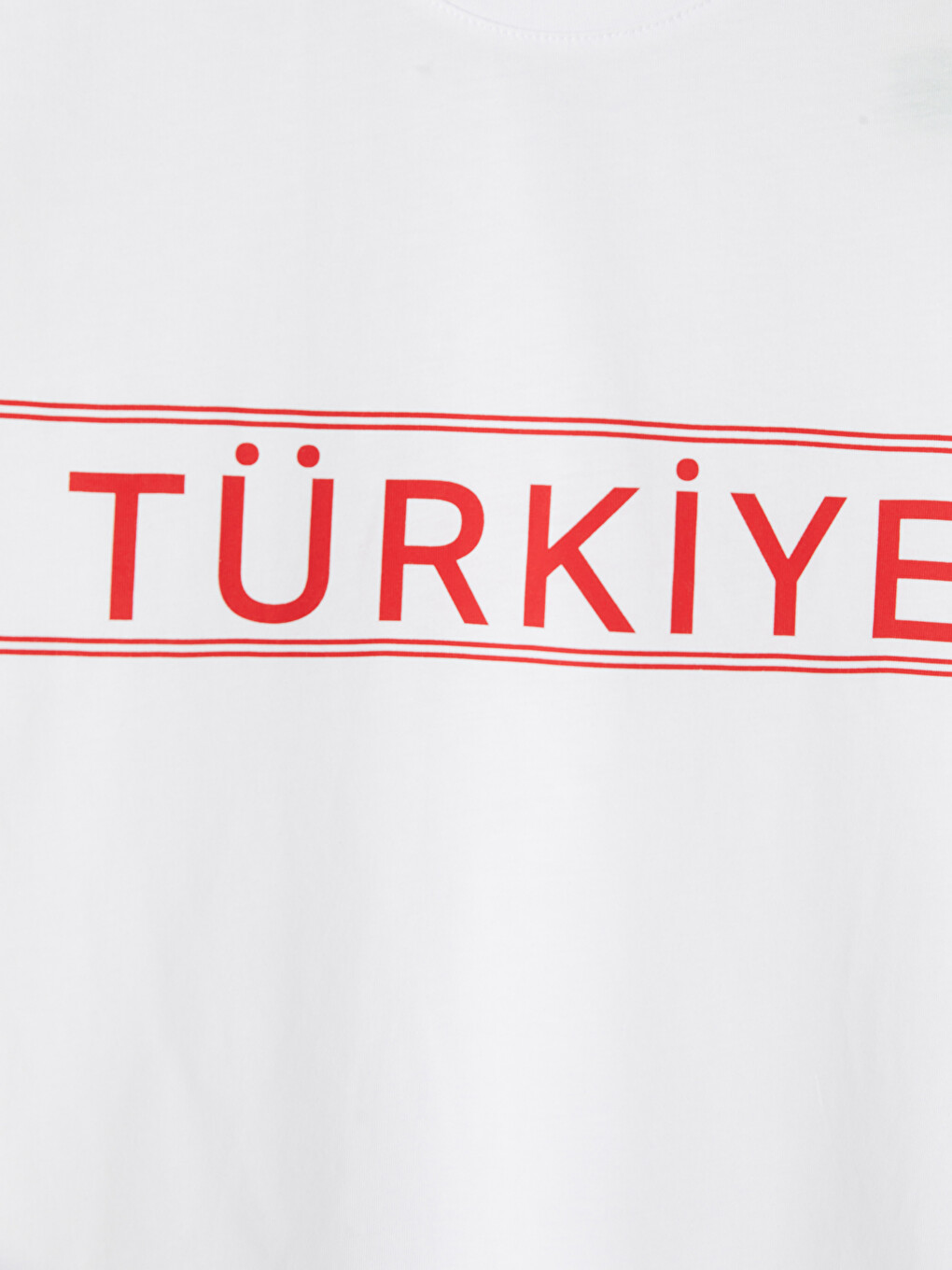 Beyaz Bisiklet Yaka Türkiye Baskılı Erkek Tişört-2