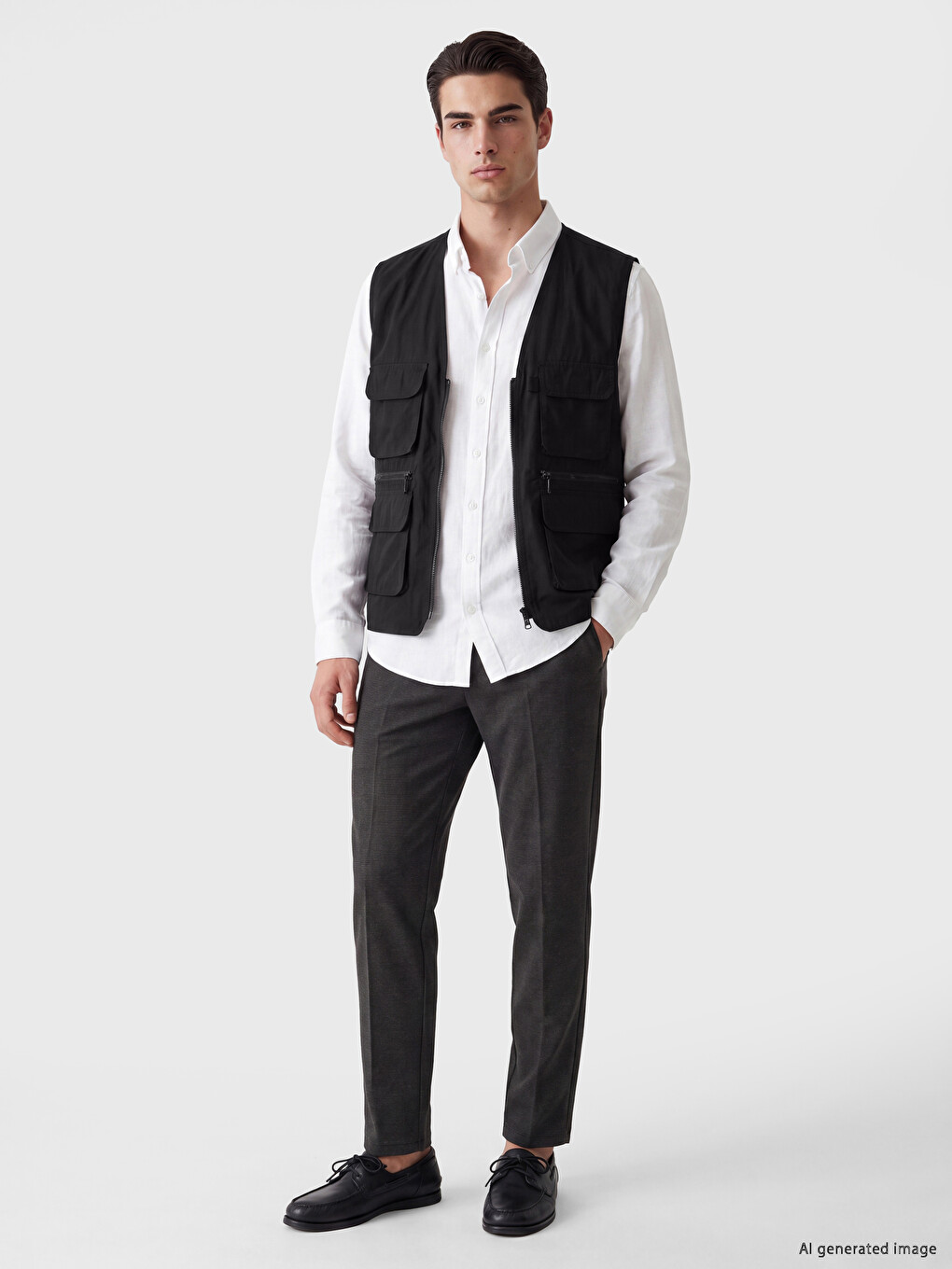 Siyah Regular Fit Erkek Avcı Yeleği-1