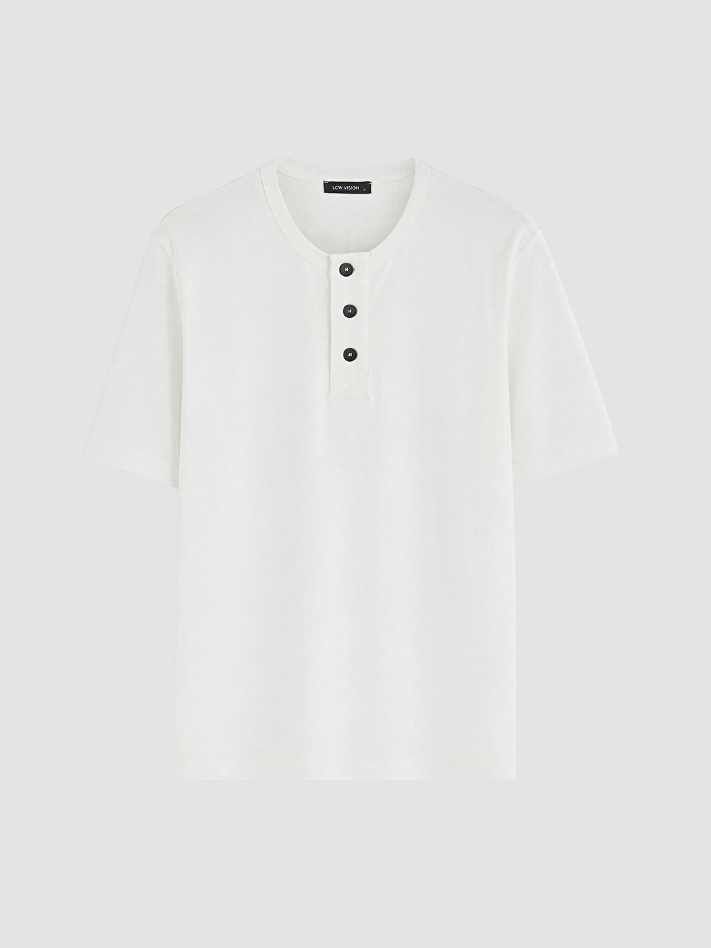 Beyaz Henley Yaka Erkek Tişört
