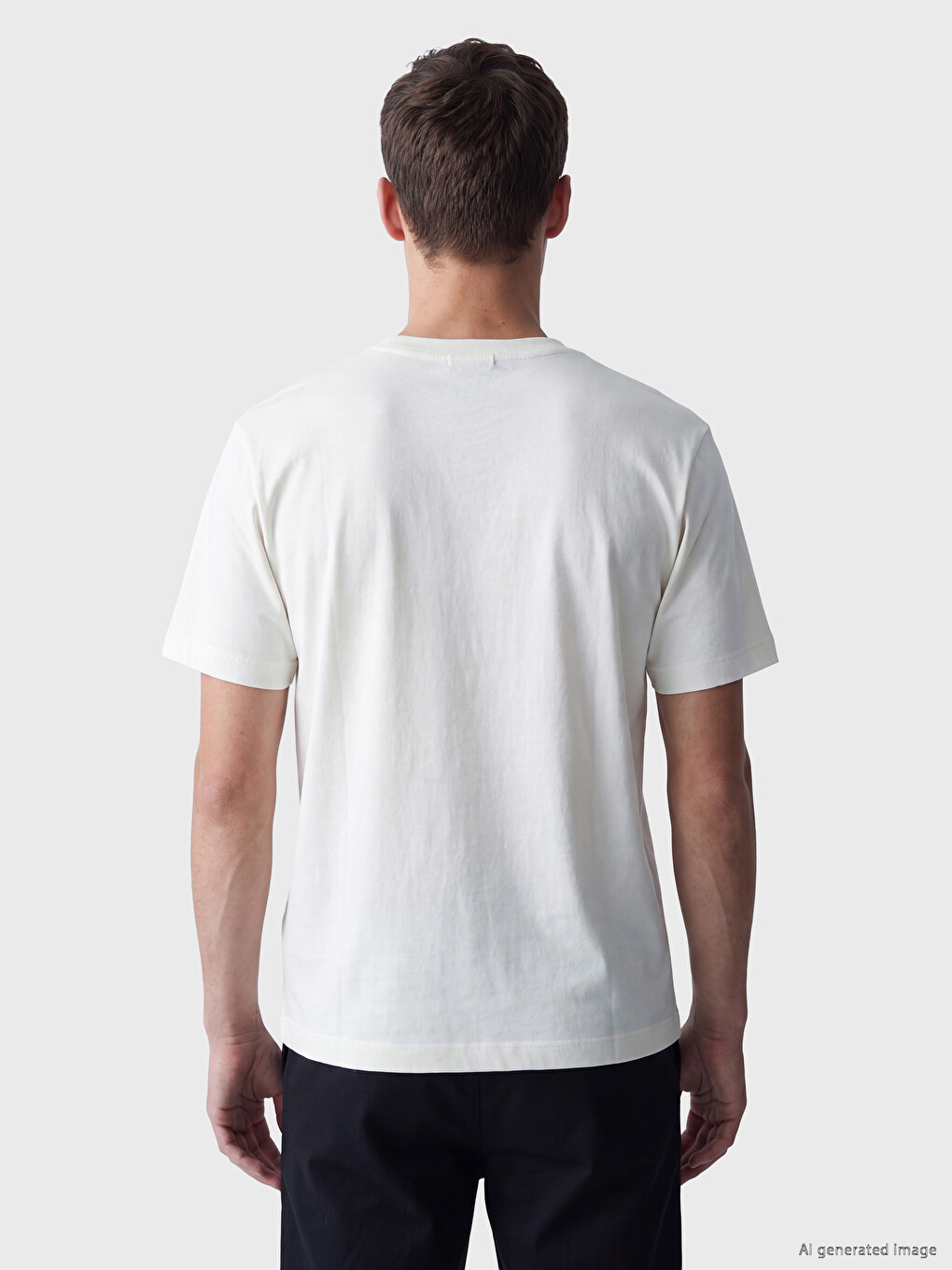 Beyaz Henley Yaka Erkek Tişört-3