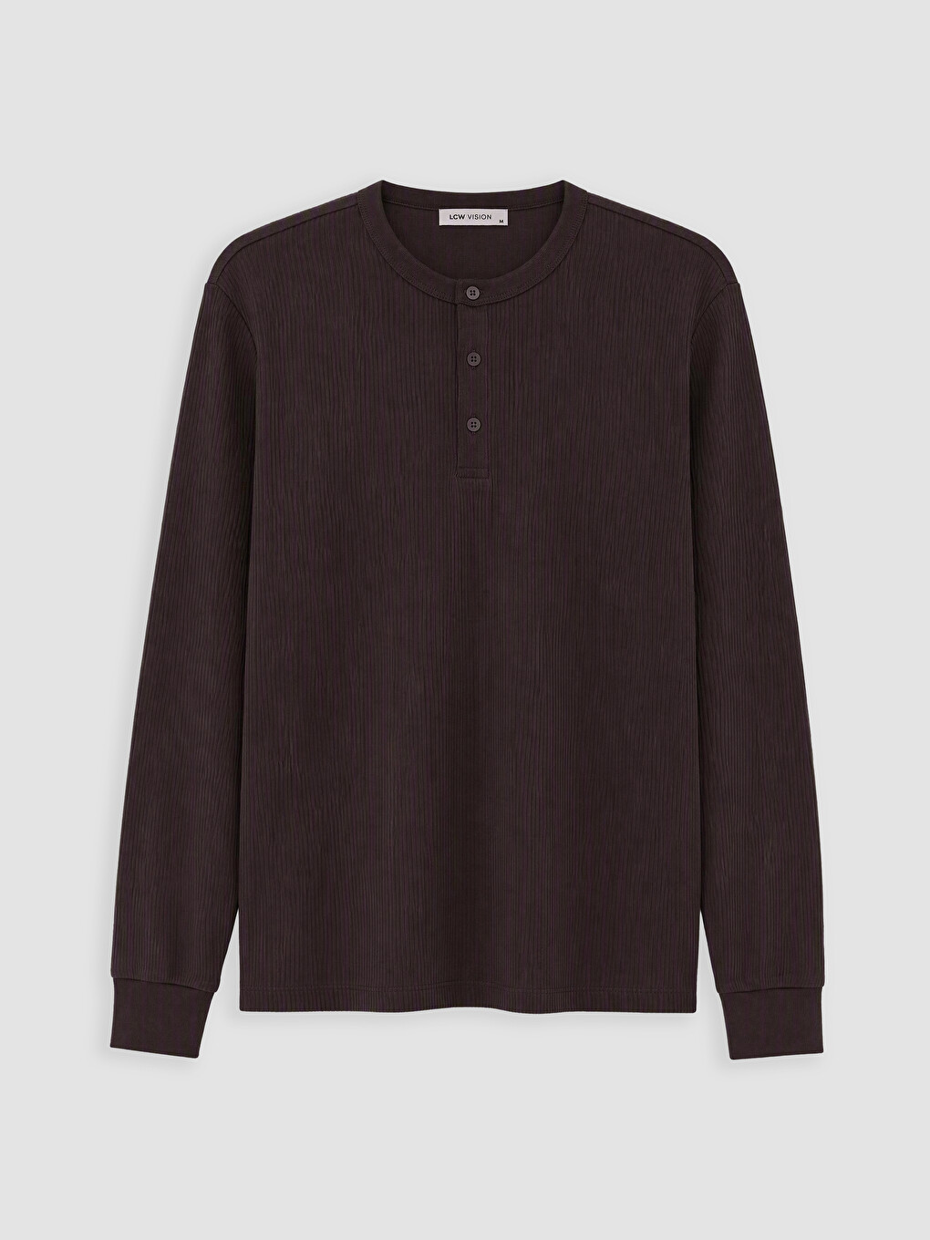 Kahverengi Henley Yaka Erkek Tişört