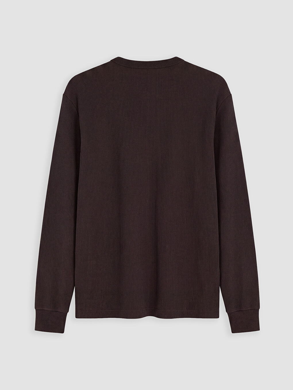 Kahverengi Henley Yaka Erkek Tişört-2