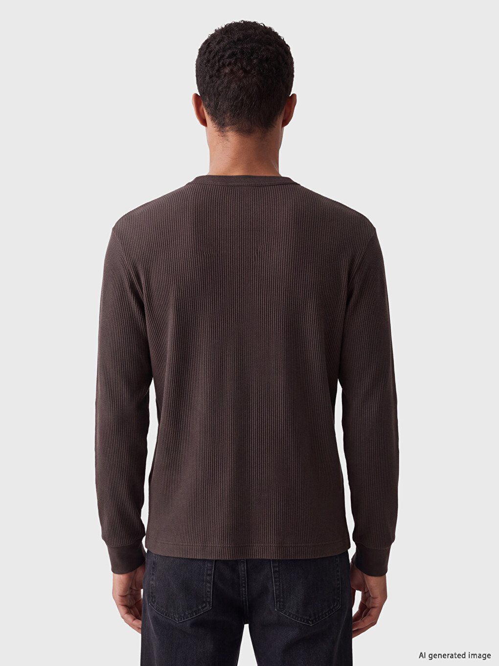 T-shirt Me Jakë Henley Për Burra-3