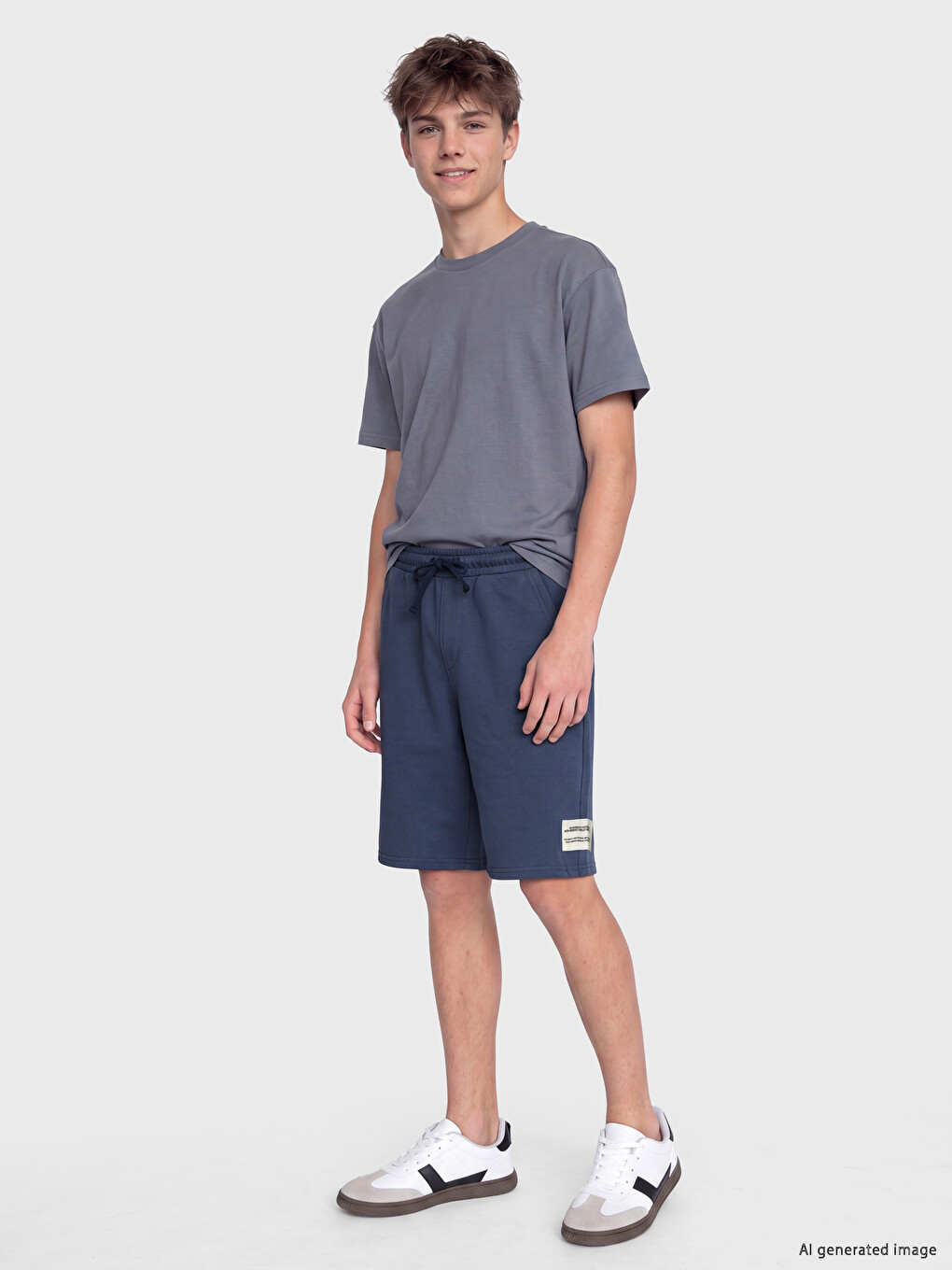 Lacivert Regular Fit Beli Lastikli Erkek Çocuk Şort