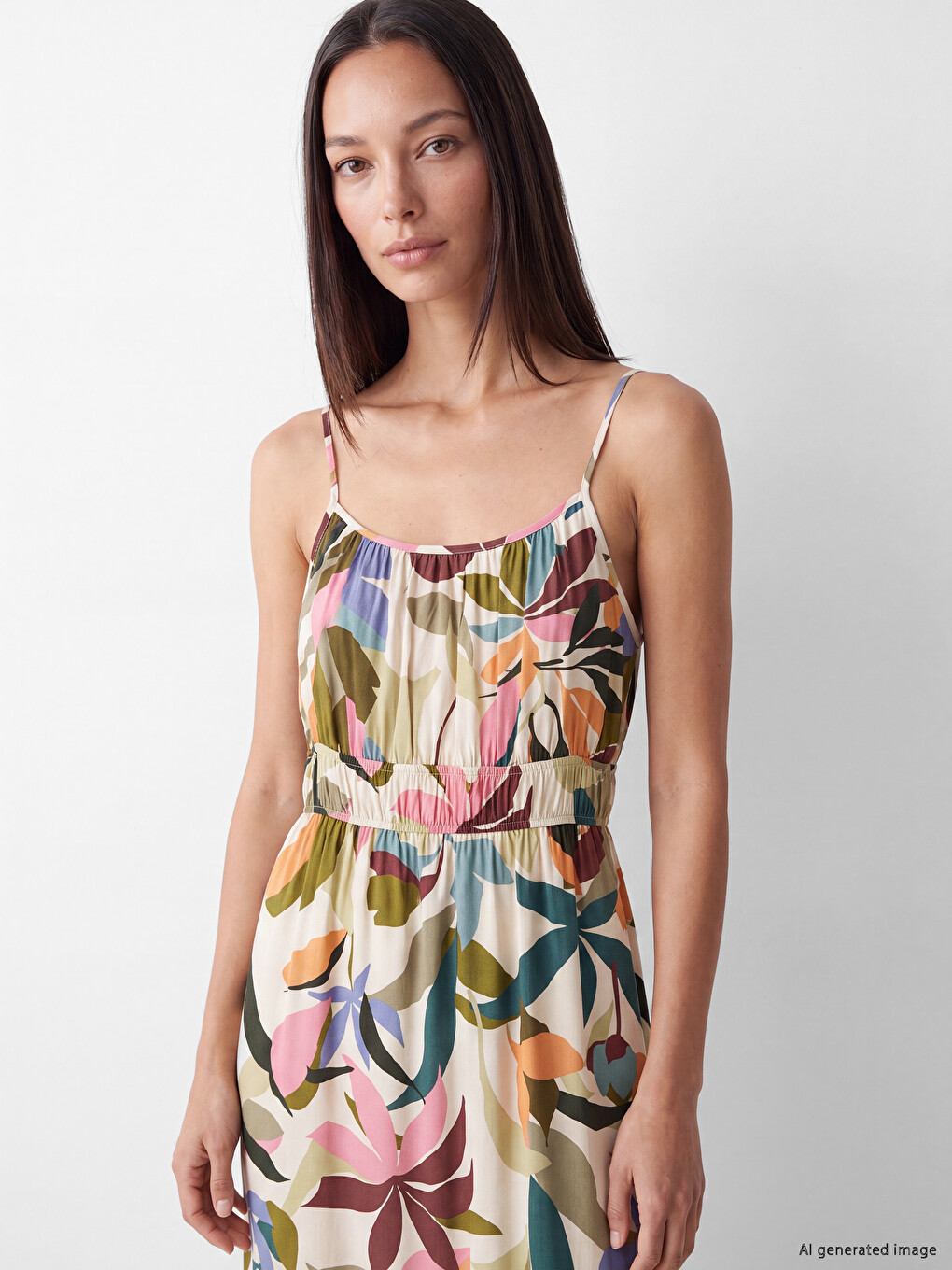 Strappy Floral Slitted Dress
