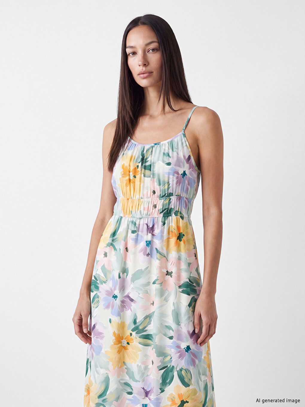 Strappy Floral Slitted Dress